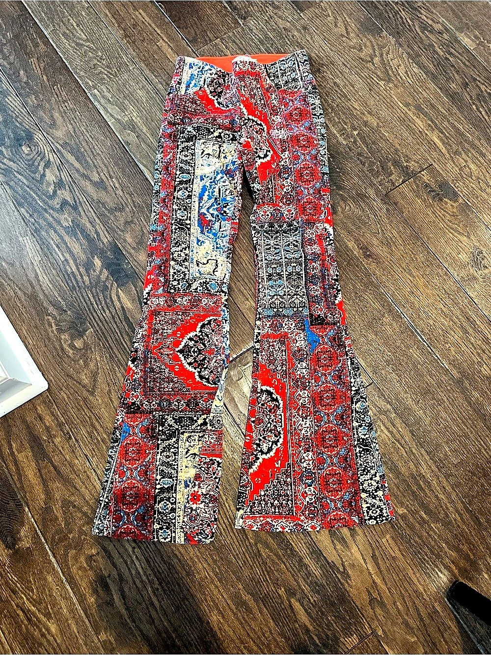 Free people Women's Paisley Wide Leg Pants in Red & Black